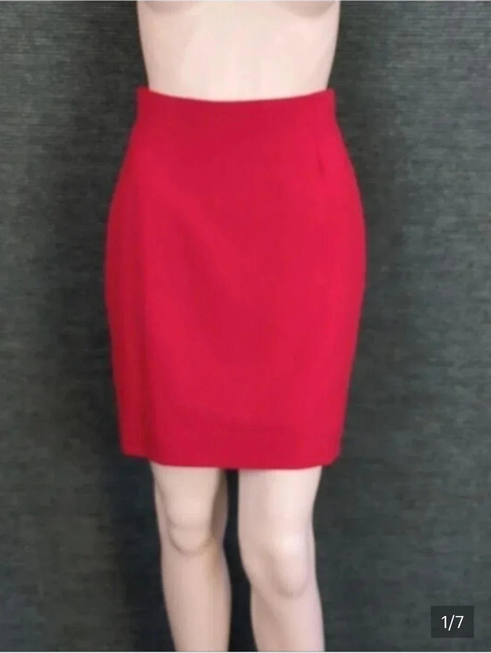 Vintage Dana Brooke Petites Red Wool Pencil Skirt